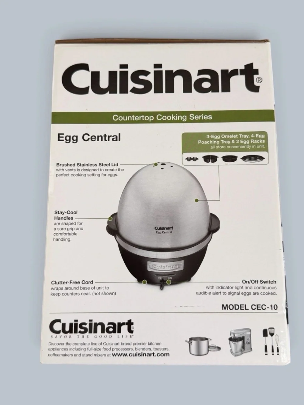 Cuisinart Egg Central CEC-10 Egg Cooker Stainless Steel w/ Box Manual Tested N